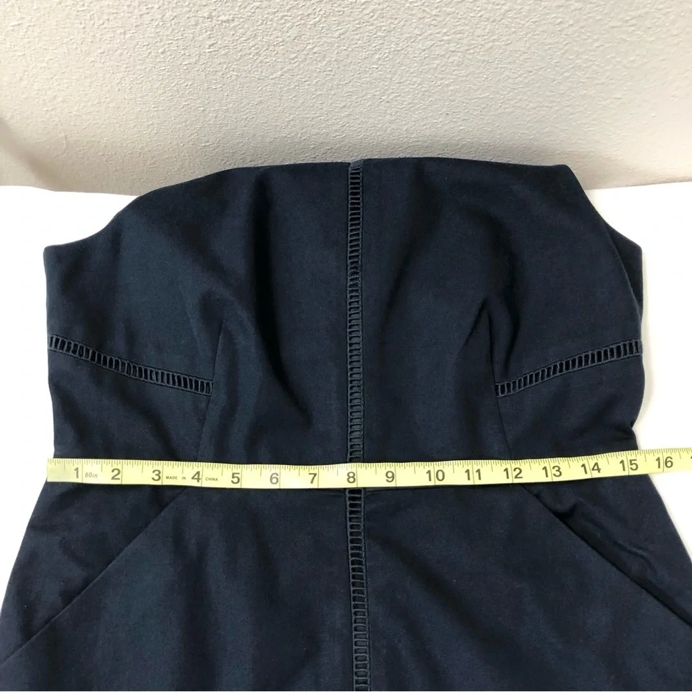 J Crew Cotton Blend Navy‎ Blue Ladder Stitch Pockets Sheath Career Dress 10P